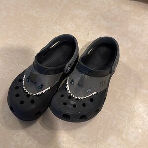 Crocs size 12 black, gray, shark fin sandals